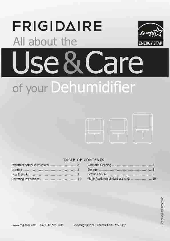 Frigidaire Dehumidifier 2020266A0258-page_pdf